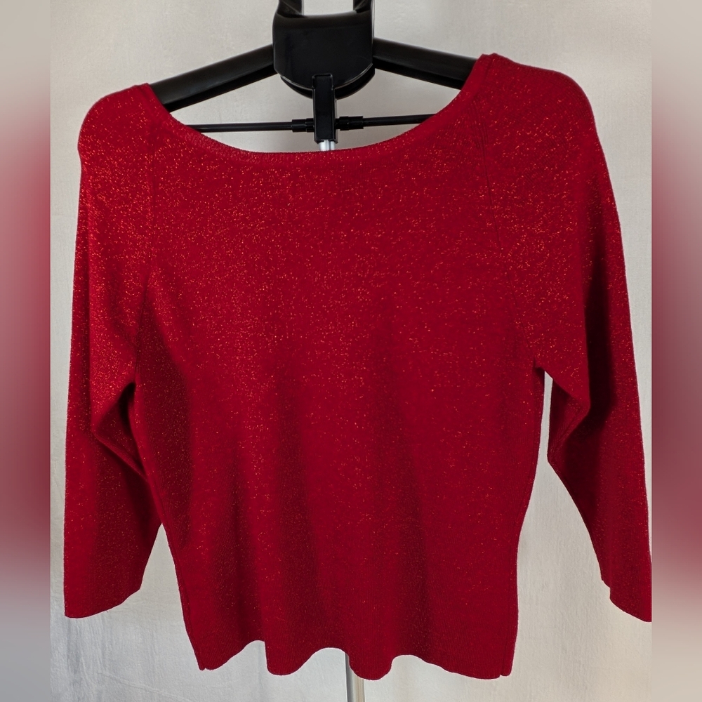 Metallic Vibrant Red Women's Sweater - Scoop Neck by Worthington